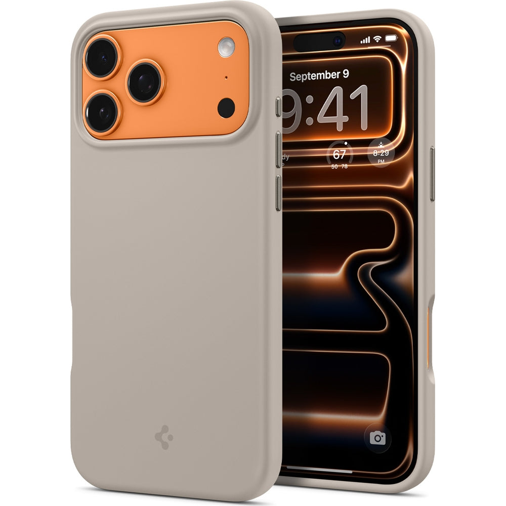 Handyhülle für iPhone 17 Pro Max, Spigen Silicone Fit Mag mit MagSafe, Beige