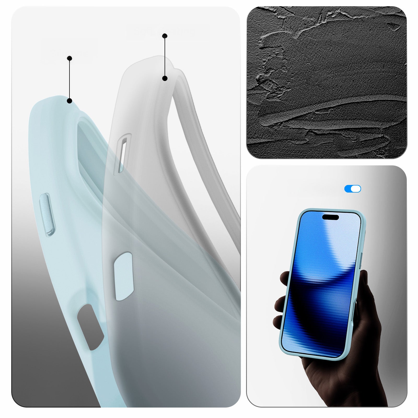 Handyhülle für iPhone 17 Pro, Spigen Silicone Fit Mag mit MagSafe, Hellblau