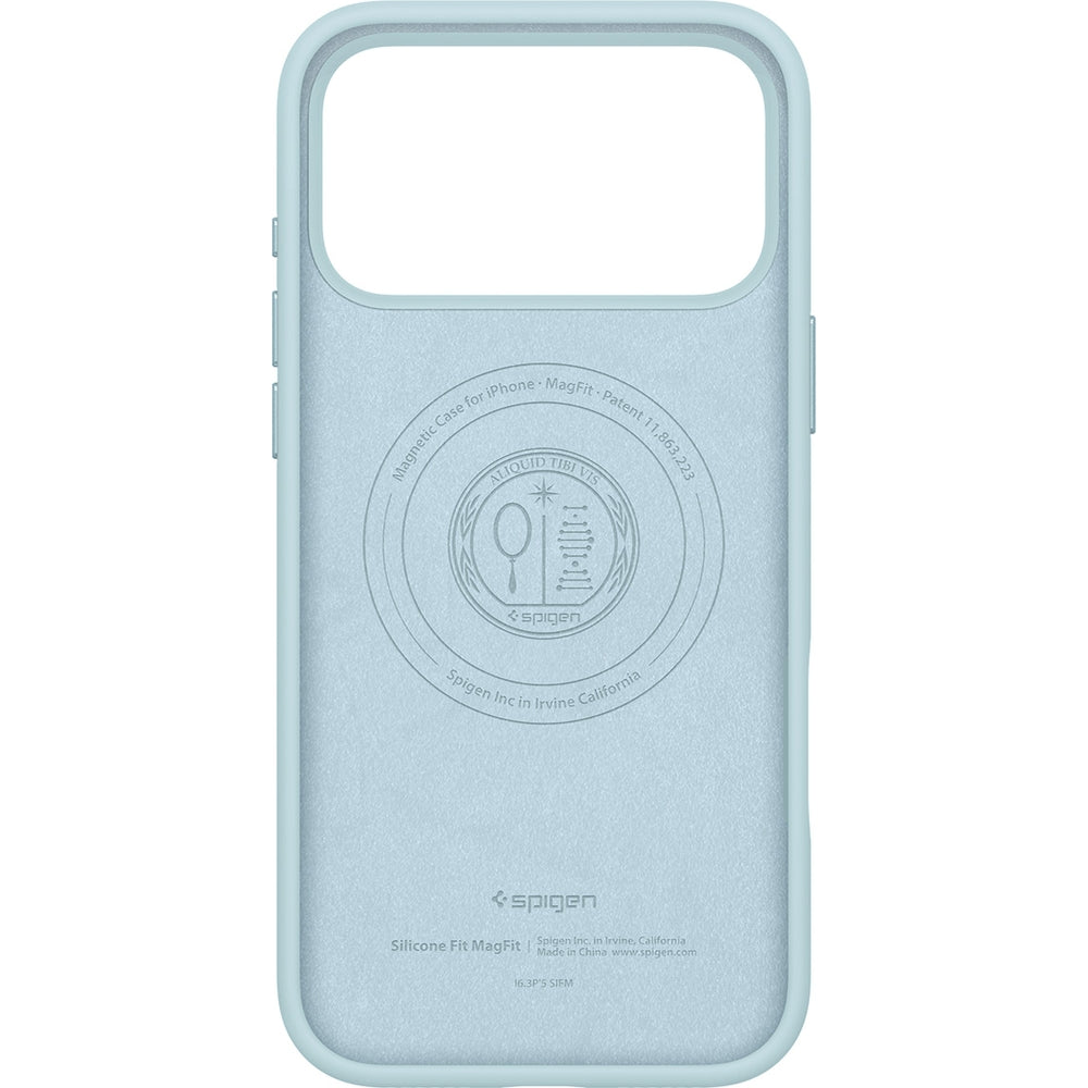 Handyhülle für iPhone 17 Pro, Spigen Silicone Fit Mag mit MagSafe, Hellblau