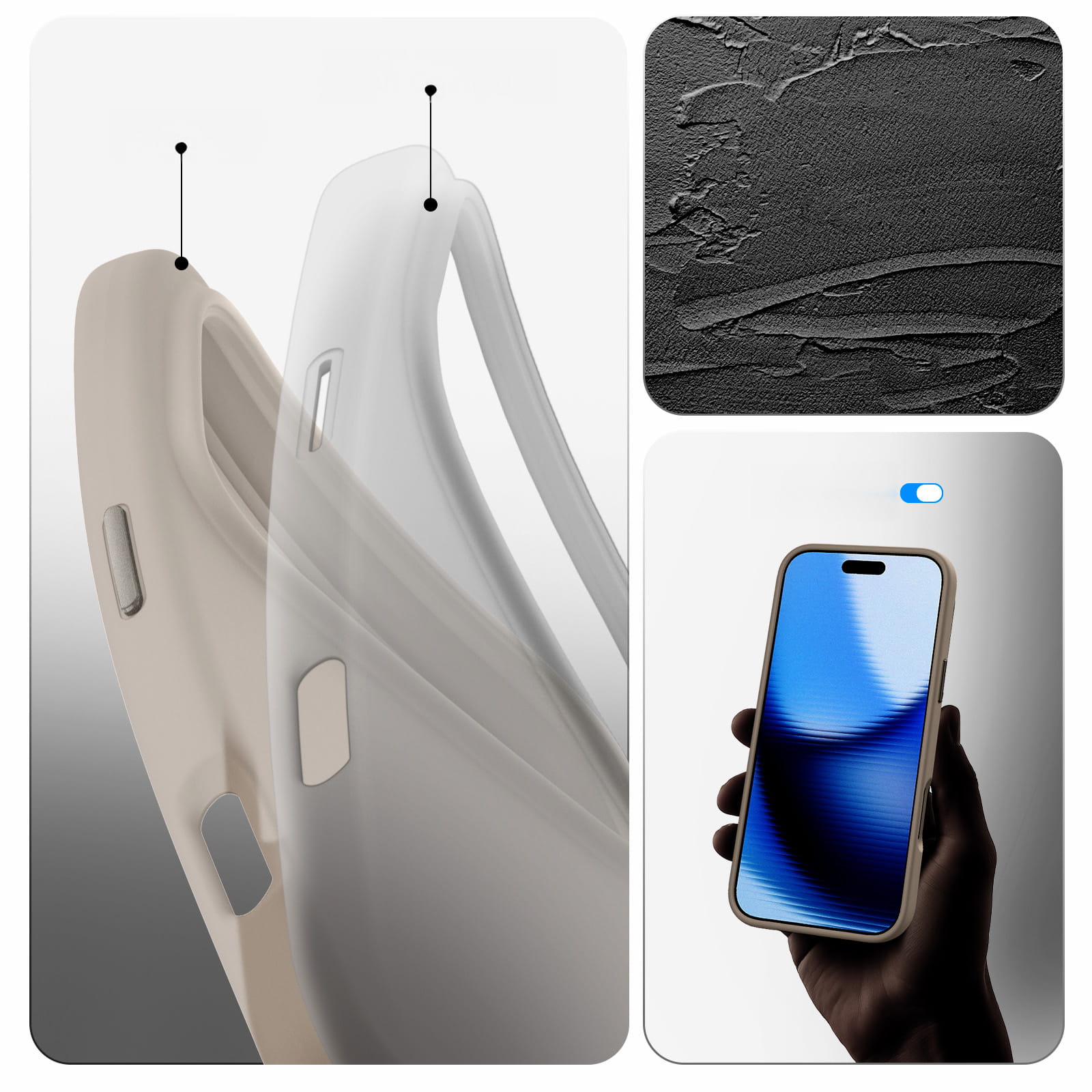 Handyhülle für iPhone 17 Pro, Spigen Silicone Fit Mag mit MagSafe, Beige
