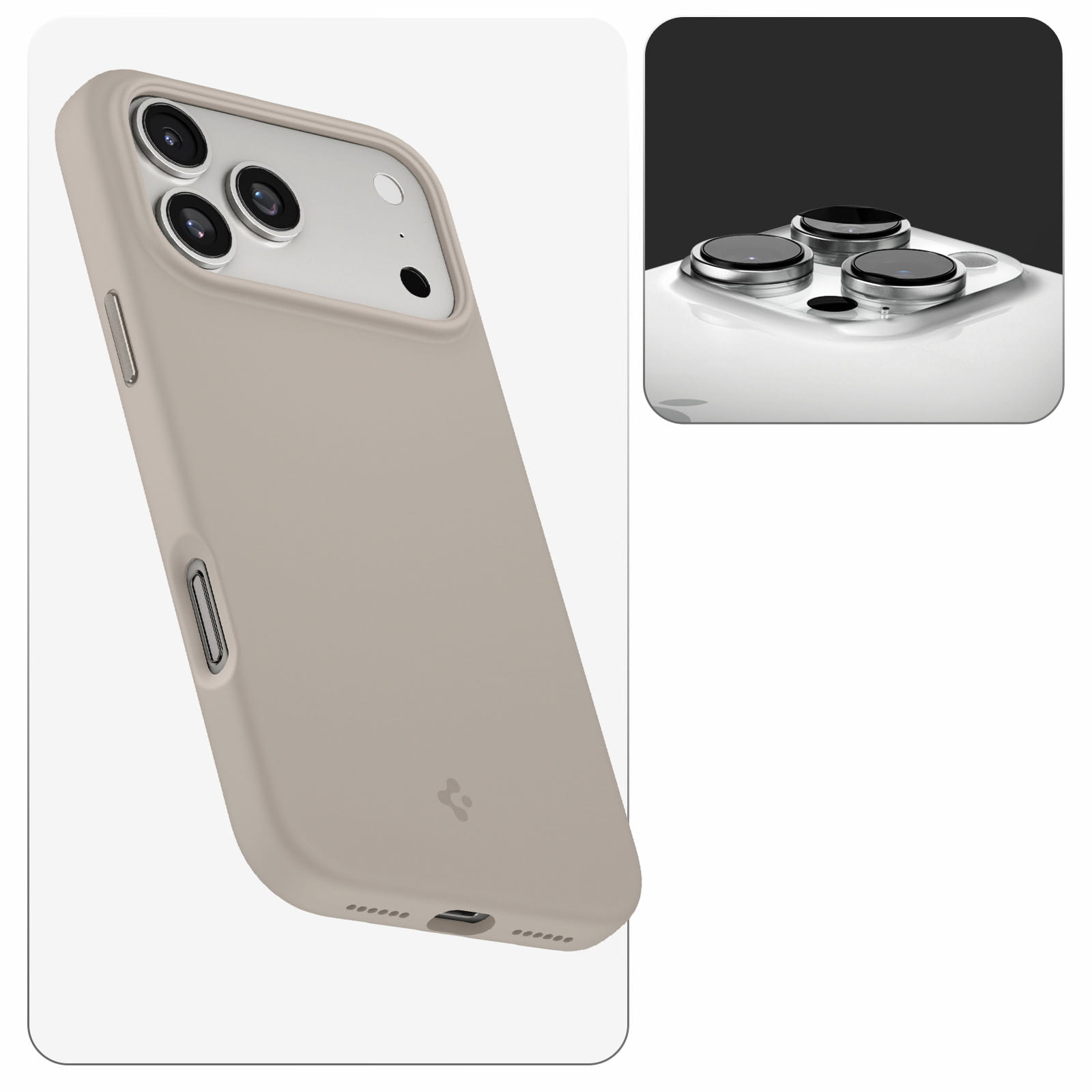 Handyhülle für iPhone 17 Pro, Spigen Silicone Fit Mag mit MagSafe, Beige