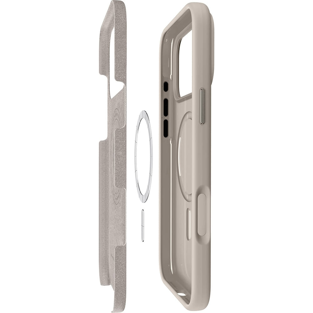 Handyhülle für iPhone 17 Pro, Spigen Silicone Fit Mag mit MagSafe, Beige
