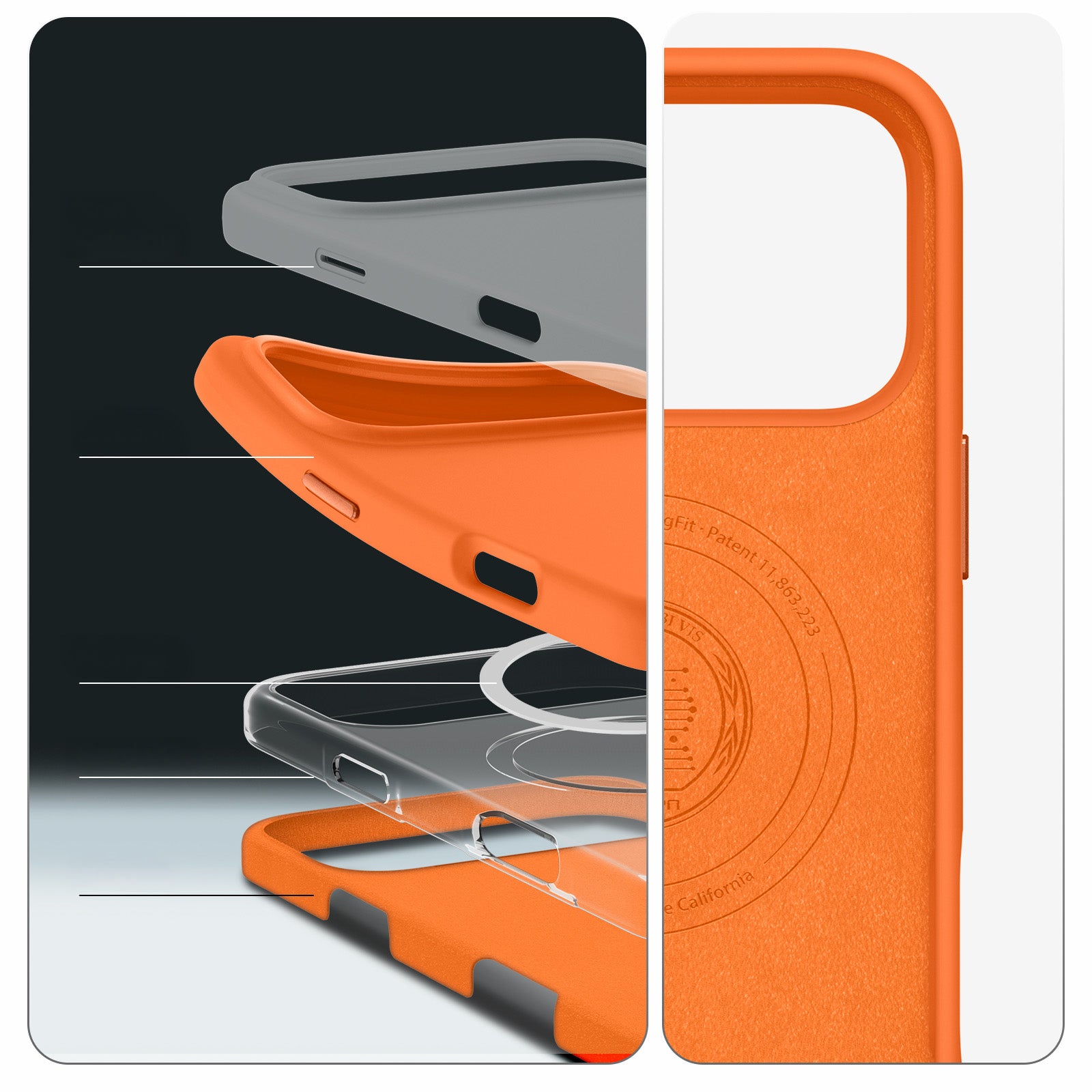 Handyhülle für iPhone 17 Pro Max, Spigen Silicone Fit Mag mit MagSafe, Orange