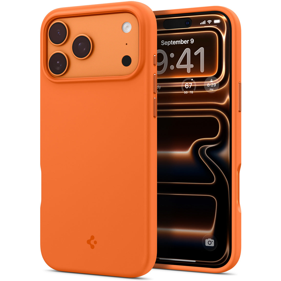 Handyhülle für iPhone 17 Pro Max, Spigen Silicone Fit Mag mit MagSafe, Orange