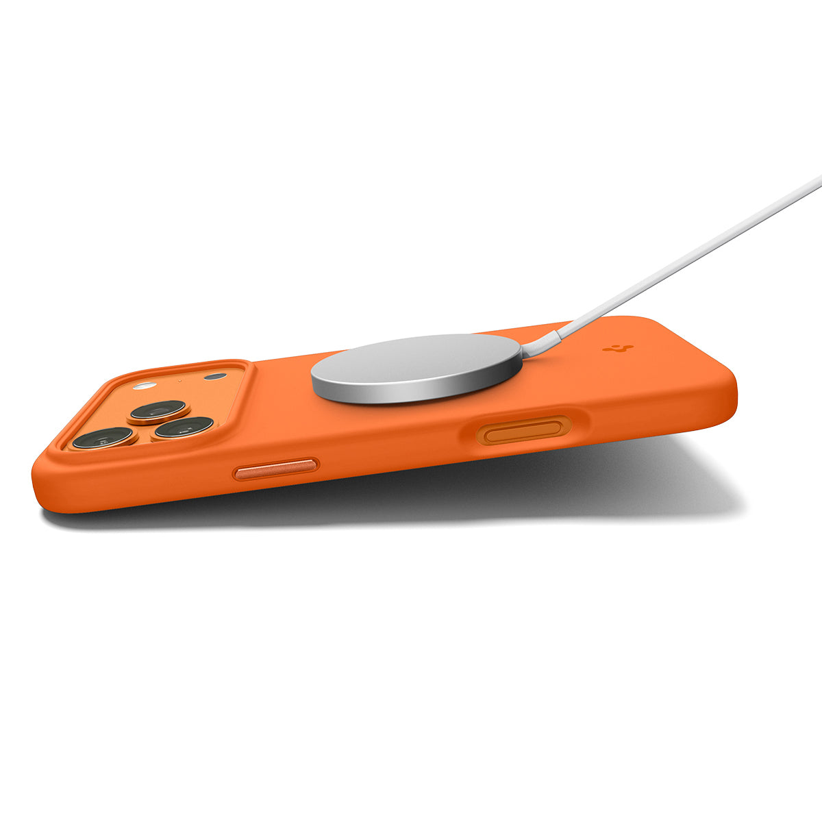 Handyhülle für iPhone 17 Pro Max, Spigen Silicone Fit Mag mit MagSafe, Orange