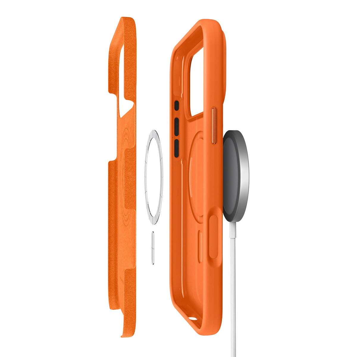 Handyhülle für iPhone 17 Pro Max, Spigen Silicone Fit Mag mit MagSafe, Orange