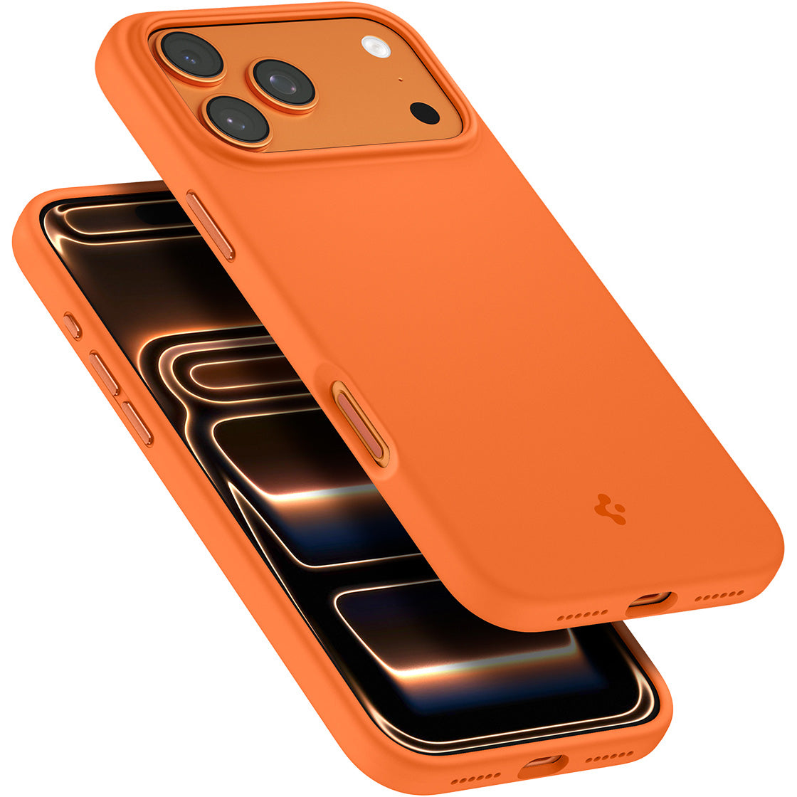 Handyhülle für iPhone 17 Pro Max, Spigen Silicone Fit Mag mit MagSafe, Orange