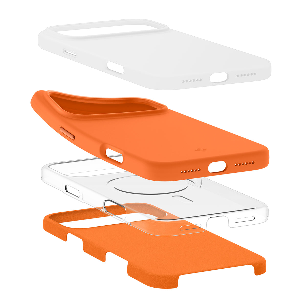 Handyhülle für iPhone 17 Pro Max, Spigen Silicone Fit Mag mit MagSafe, Orange