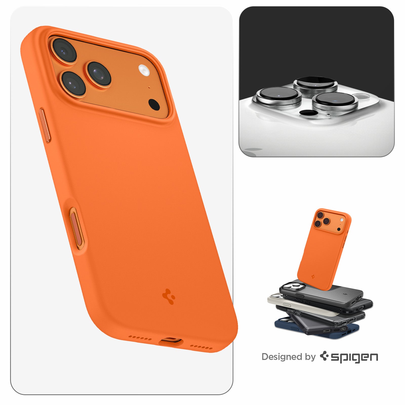 Handyhülle für iPhone 17 Pro, Spigen Silicone Fit Mag mit MagSafe, Orange