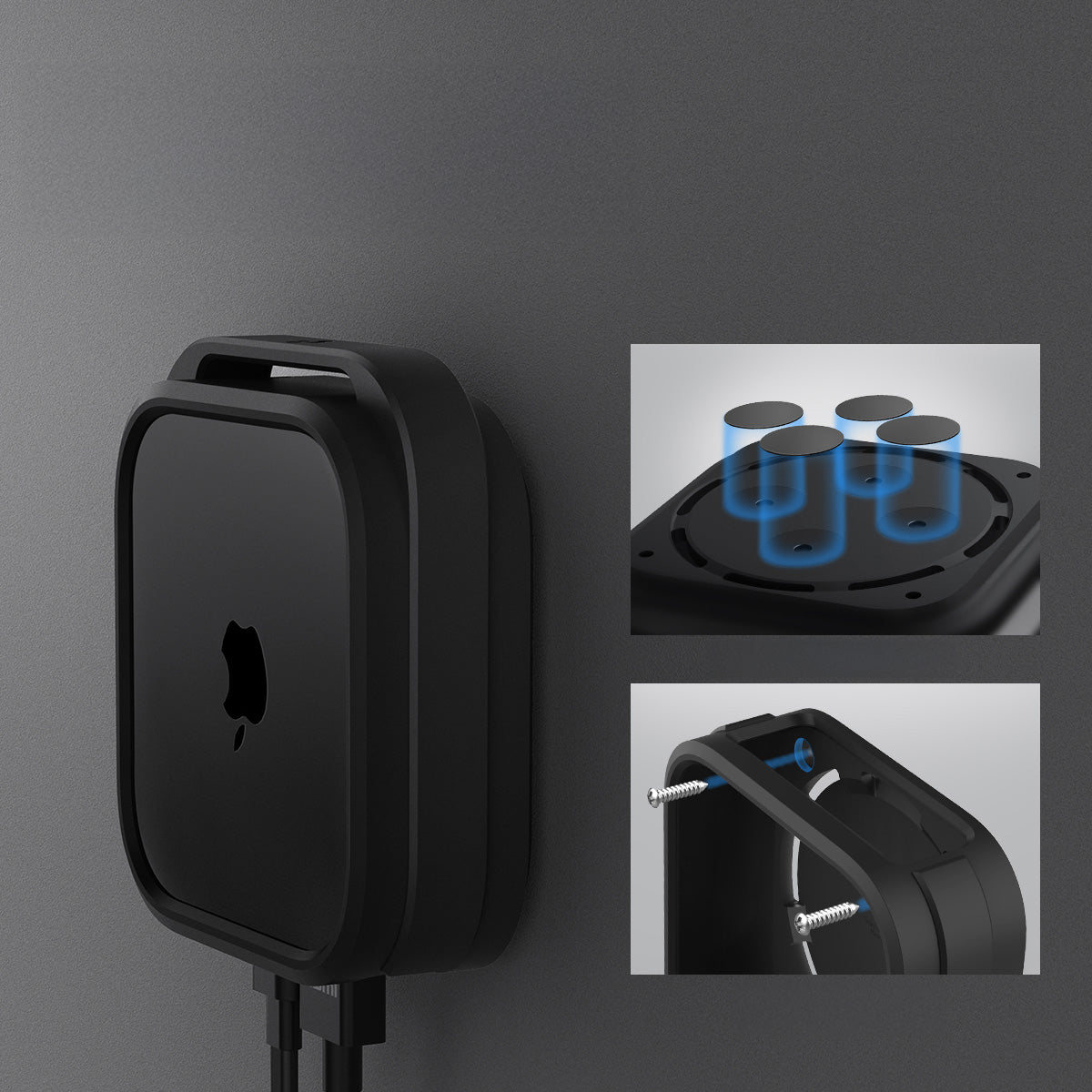 Halterung für Apple TV 4K 3. Gen (2022), Spigen Silicone Fit Mount, Schwarz