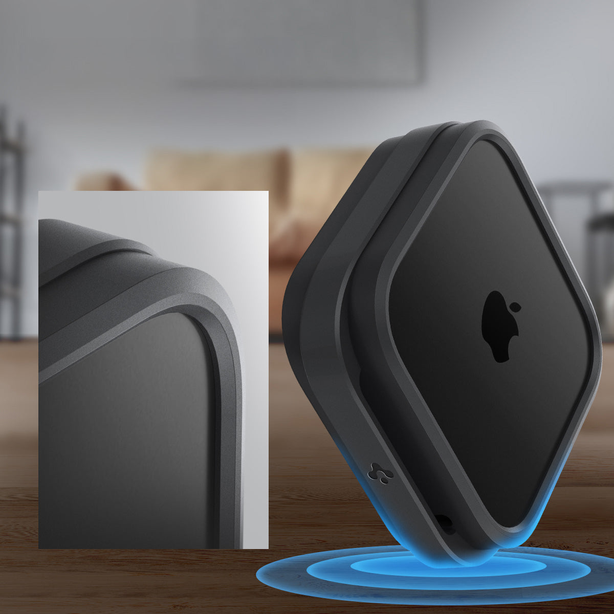 Halterung für Apple TV 4K 3. Gen (2022), Spigen Silicone Fit Mount, Schwarz