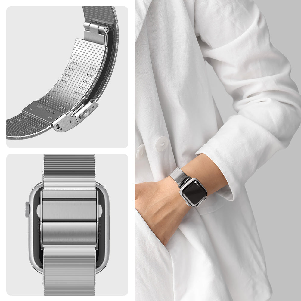 Armband für Apple Watch 49/46/45/44 mm, Spigen Sleek Link, Silbern