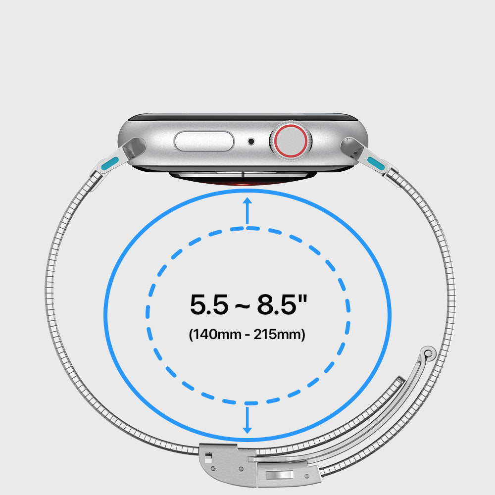 Armband für Apple Watch 49/46/45/44 mm, Spigen Sleek Link, Silbern