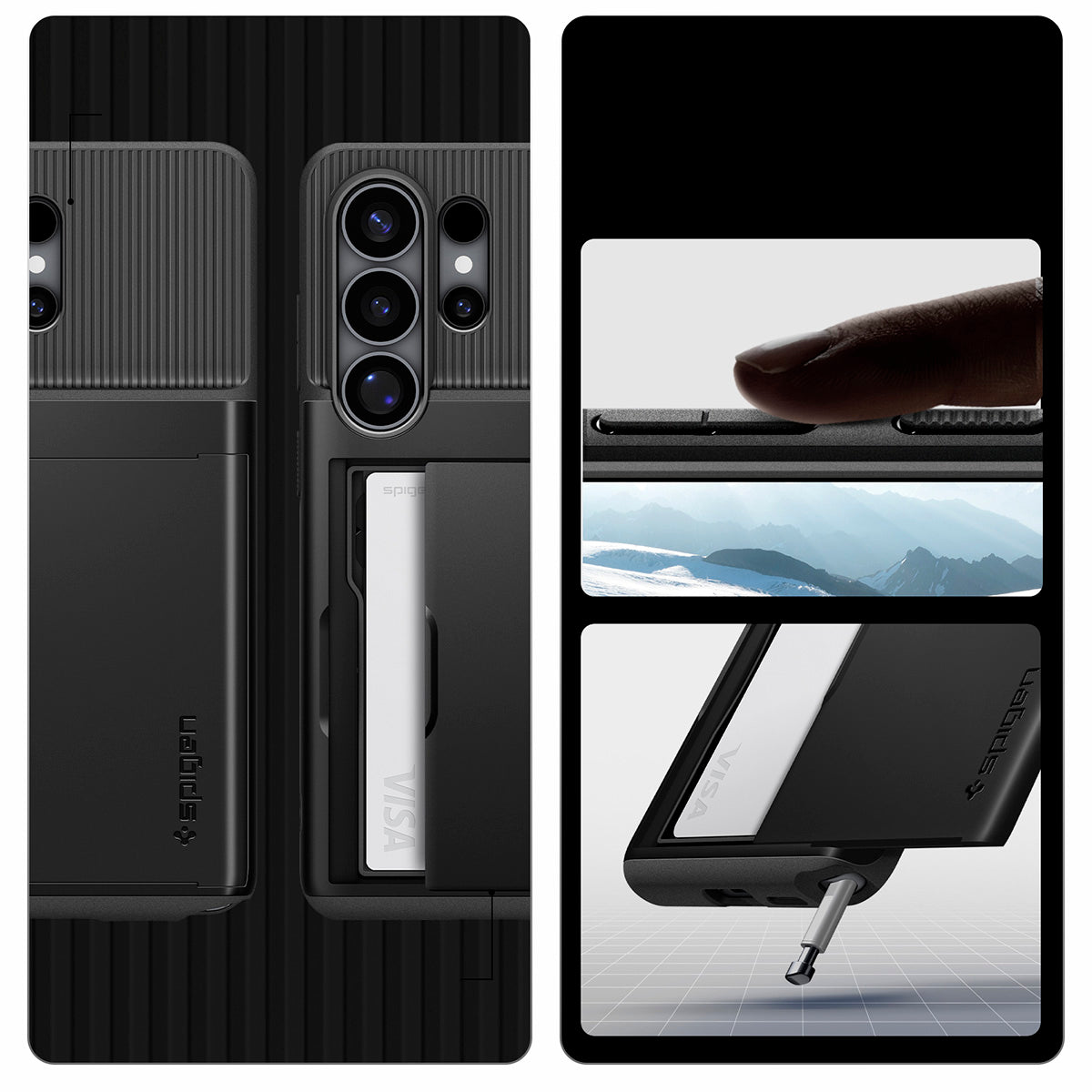 Handyhülle für Galaxy S26 Ultra, Spigen Slim Armor CS, Schwarz