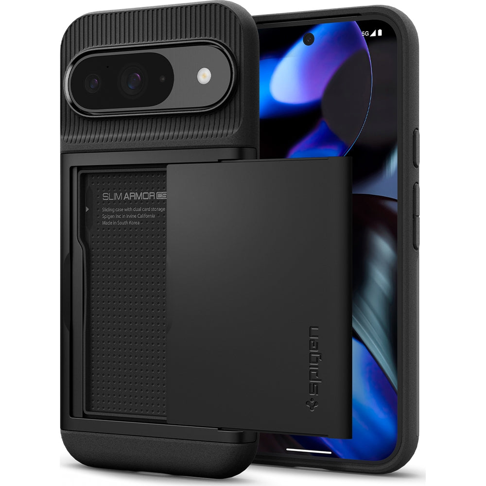 Schutzhülle für Google Pixel 9 / 9 Pro, Spigen Slim Armor CS, Schwarz
