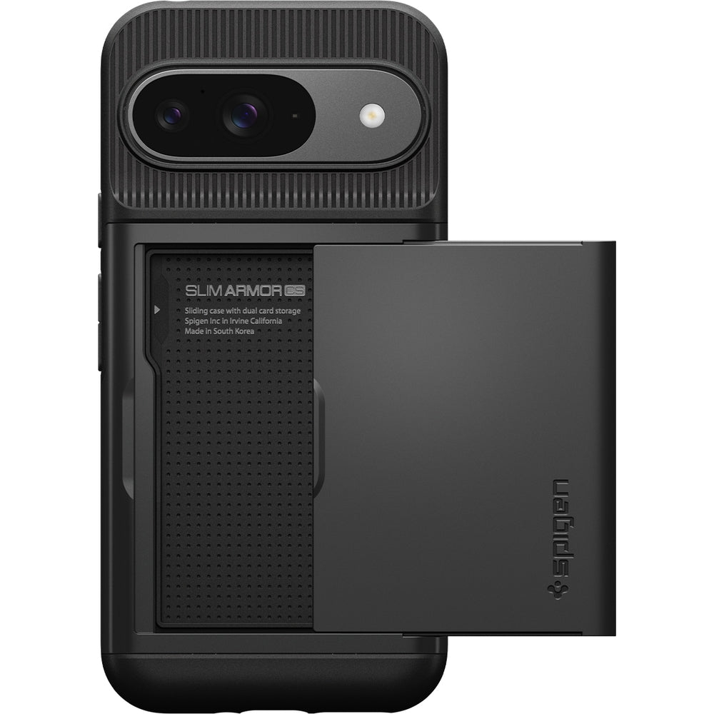 Schutzhülle für Google Pixel 9 / 9 Pro, Spigen Slim Armor CS, Schwarz