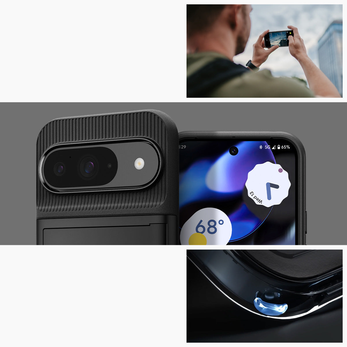 Schutzhülle für Google Pixel 9 / 9 Pro, Spigen Slim Armor CS, Schwarz