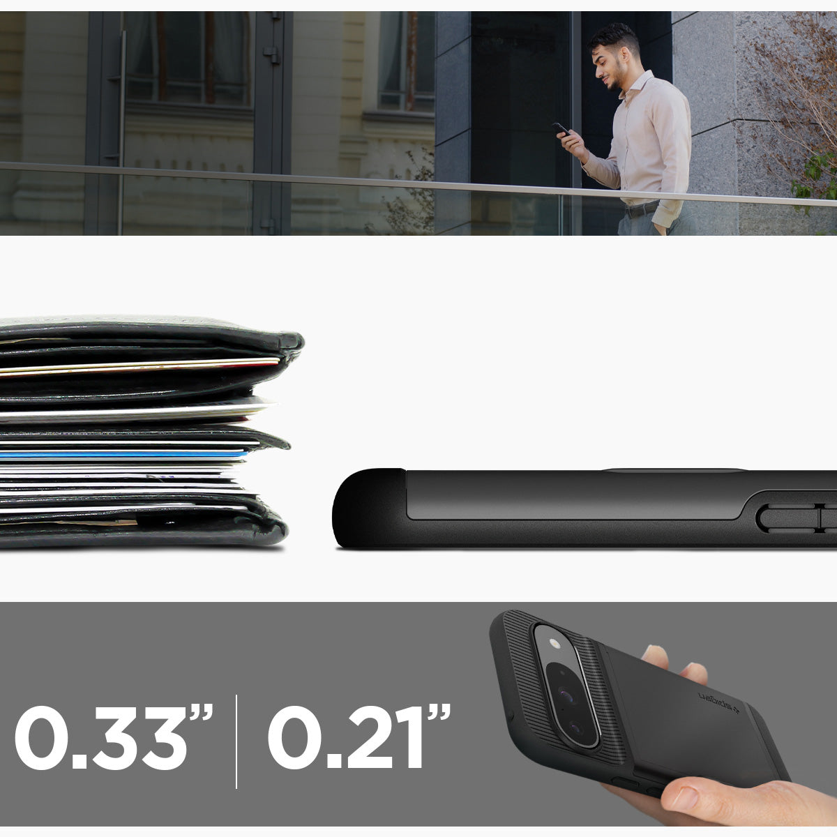 Schutzhülle für Google Pixel 9 / 9 Pro, Spigen Slim Armor CS, Schwarz
