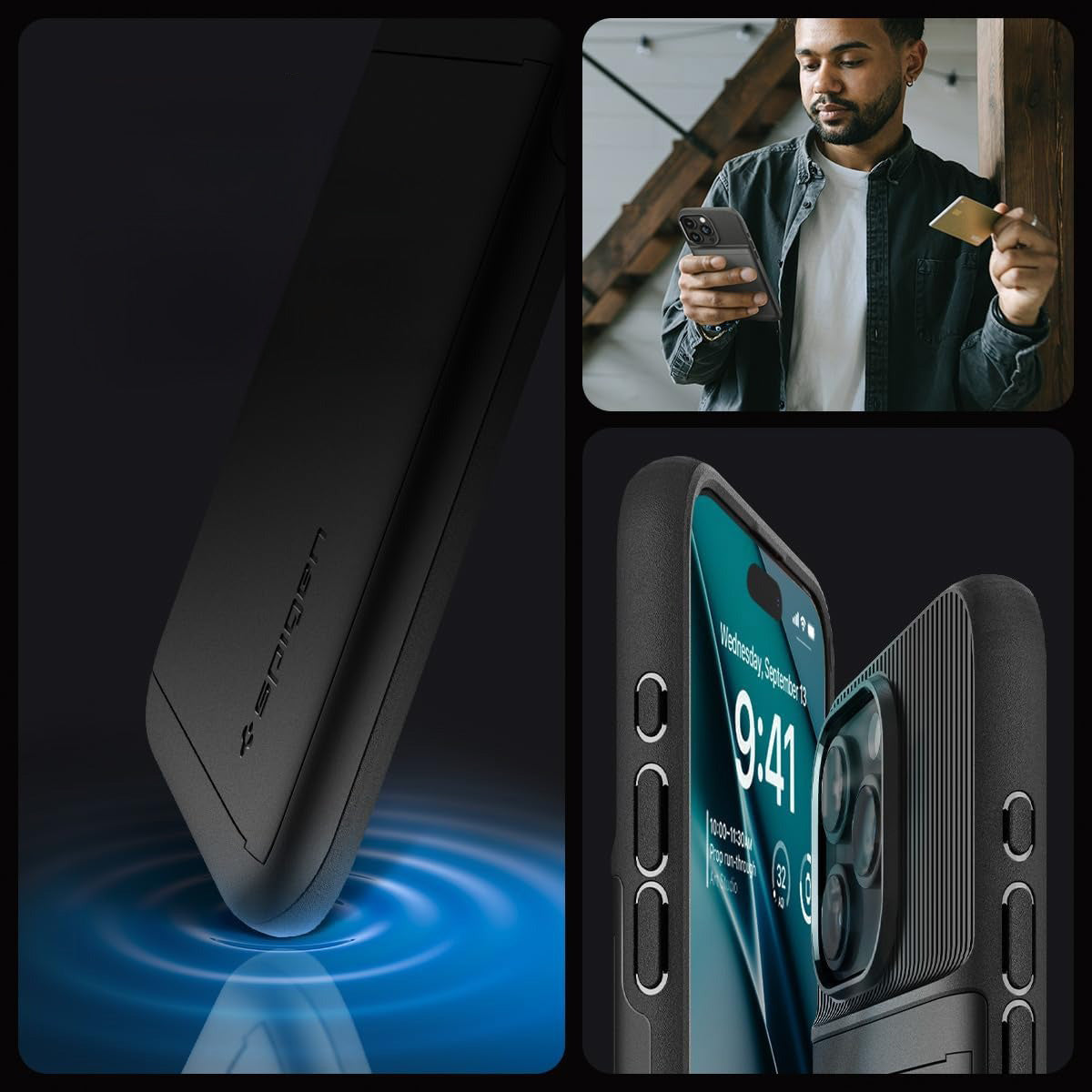 Schutzhülle Spigen Slim Armor CS für iPhone 15 Pro, Schwarz