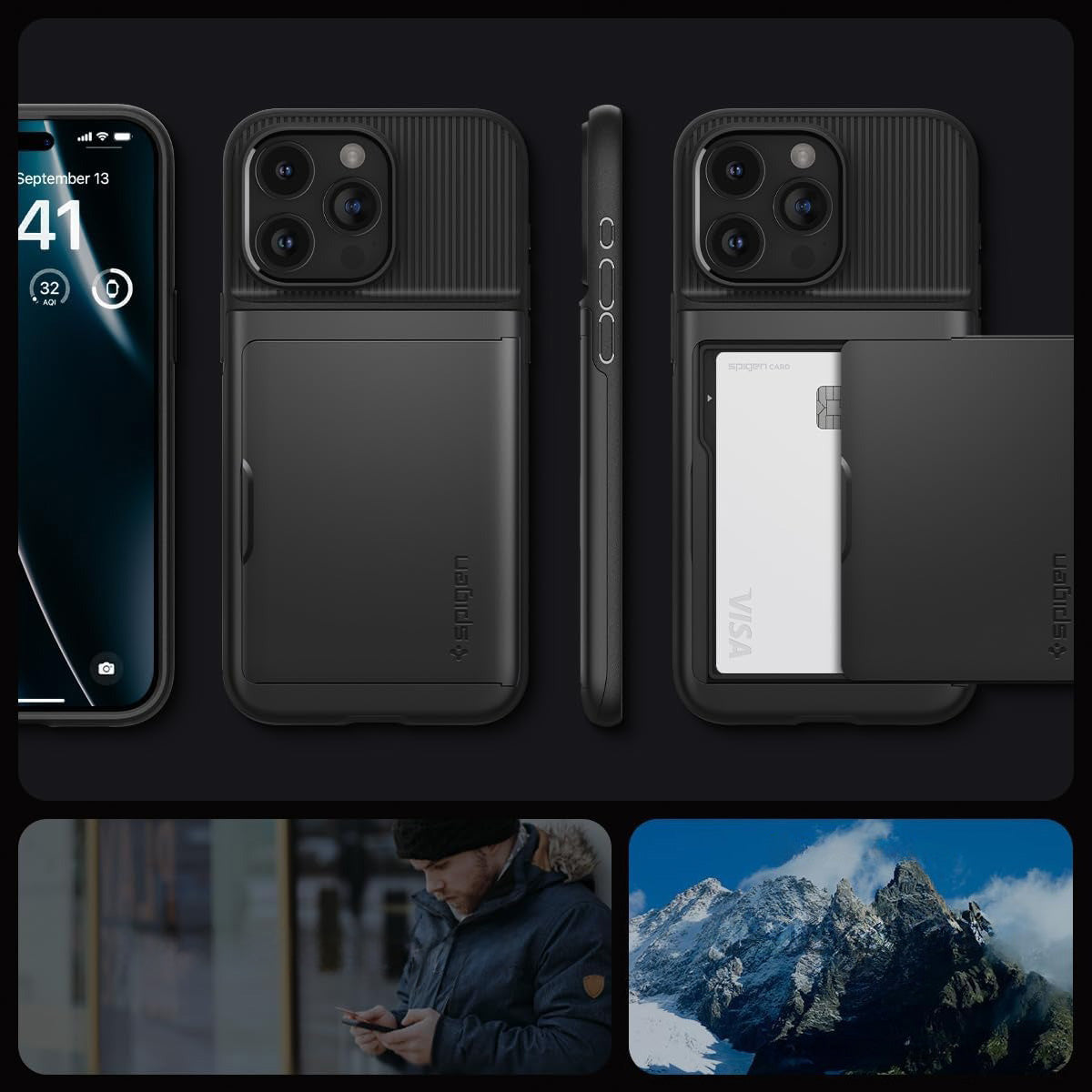 Schutzhülle Spigen Slim Armor CS für iPhone 15 Pro, Schwarz