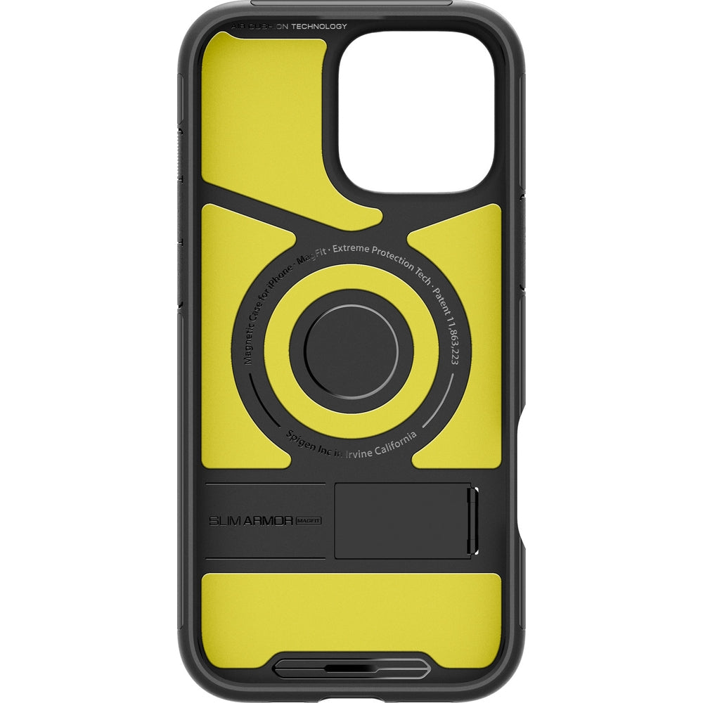 Handyhülle für iPhone 16 Pro, Spigen Slim Armor Mag mit MagSafe, Schwarz