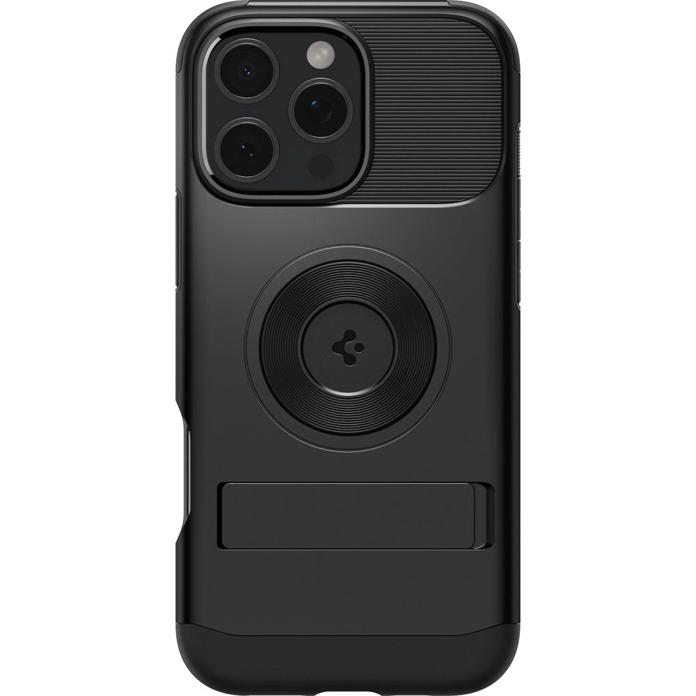 Handyhülle für iPhone 16 Pro, Spigen Slim Armor Mag mit MagSafe, Schwarz