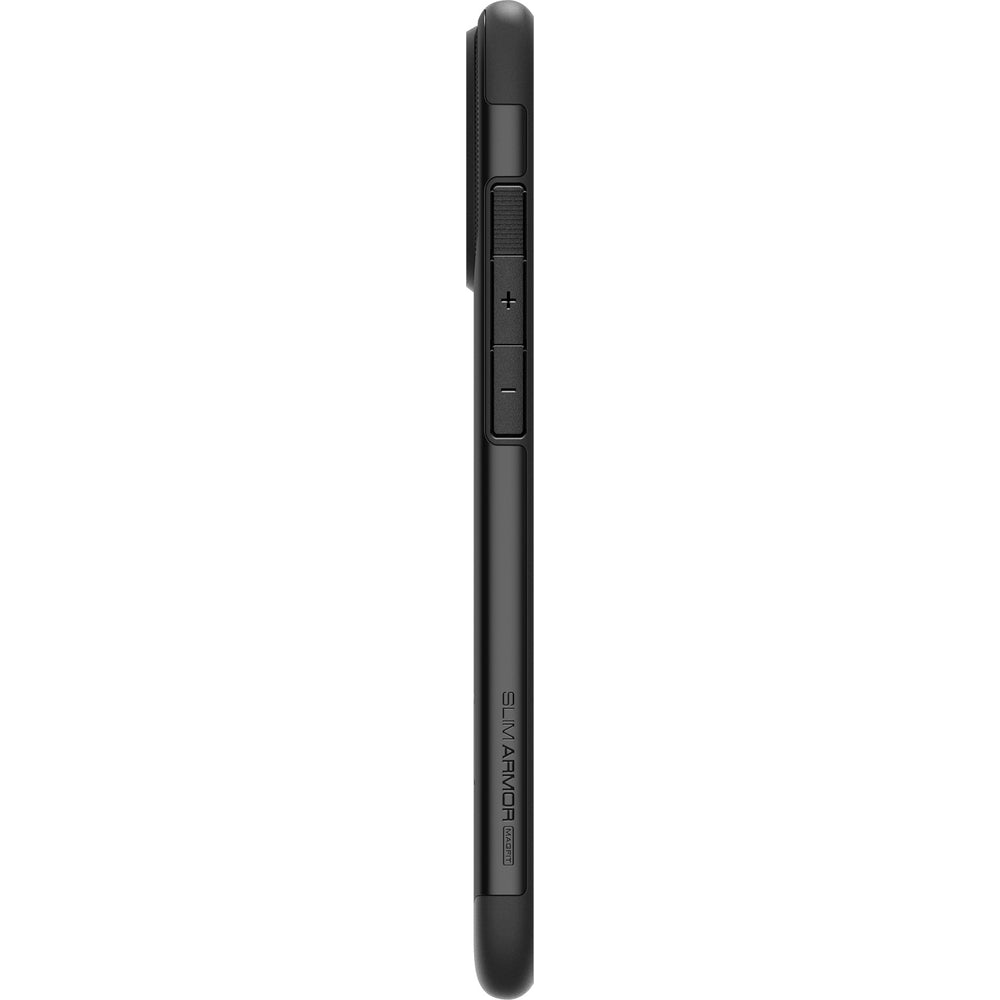 Handyhülle für iPhone 16 Pro, Spigen Slim Armor Mag mit MagSafe, Schwarz