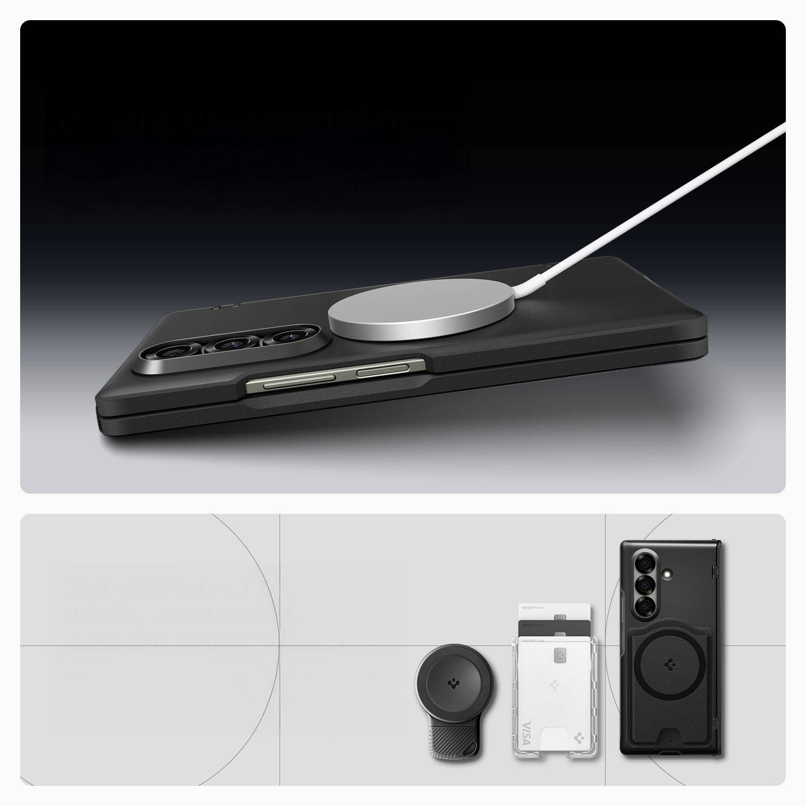 Handyhülle für Galaxy Z Fold7, Spigen Slim Armor Pro Mag mit MagSafe, Schwarz