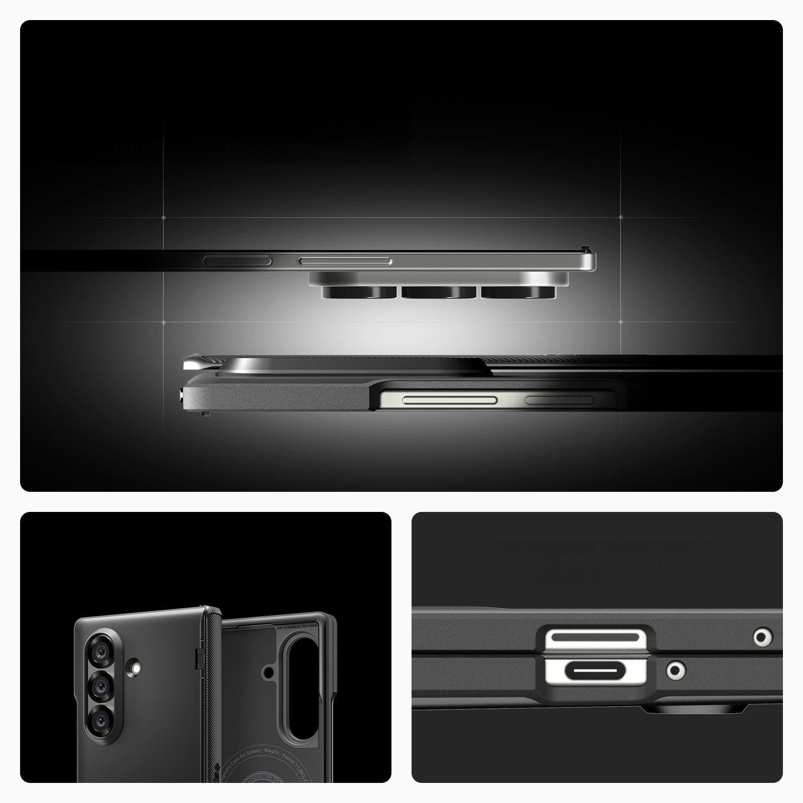 Handyhülle für Galaxy Z Fold7, Spigen Slim Armor Pro Mag mit MagSafe, Schwarz