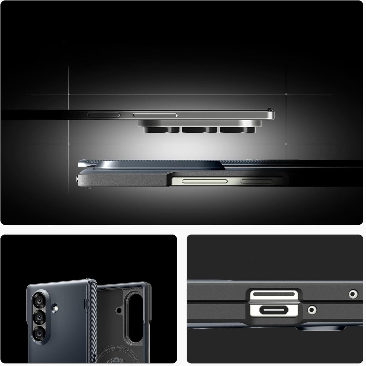 Handyhülle für Galaxy Z Fold7, Spigen Slim Armor Pro Mag mit MagSafe, Dunkelblau