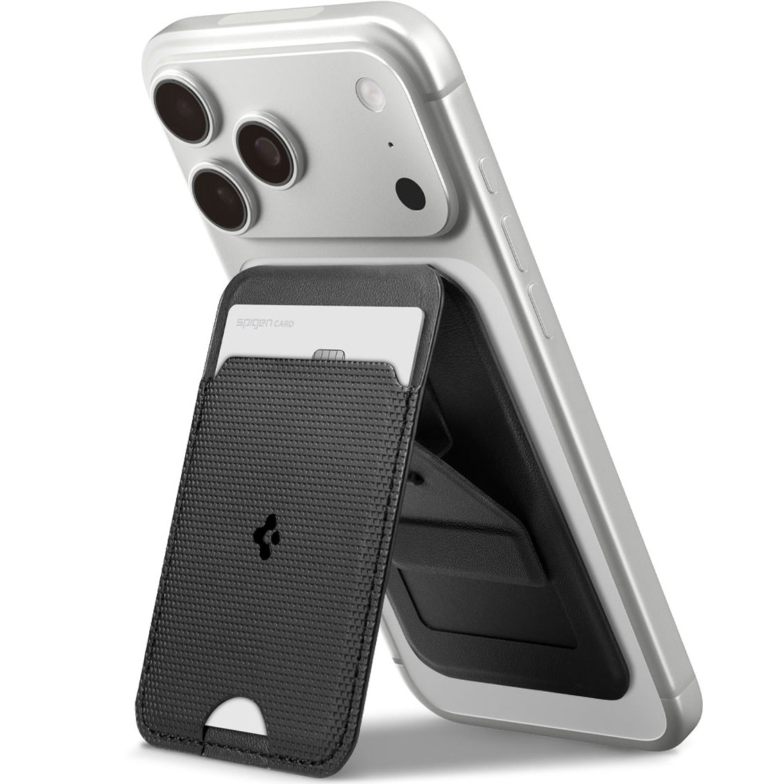 Kartenetui mit Ständer Spigen Slim Fold Mag S314-1 mit MagSafe, Schwarz