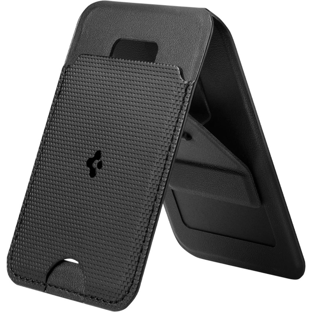 Kartenetui mit Ständer Spigen Slim Fold Mag S314-1 mit MagSafe, Schwarz