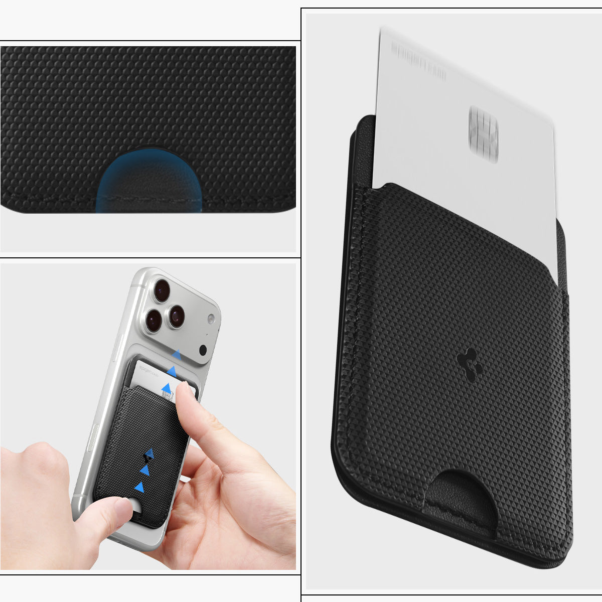 Kartenetui mit Ständer Spigen Slim Fold Mag S314-1 mit MagSafe, Schwarz