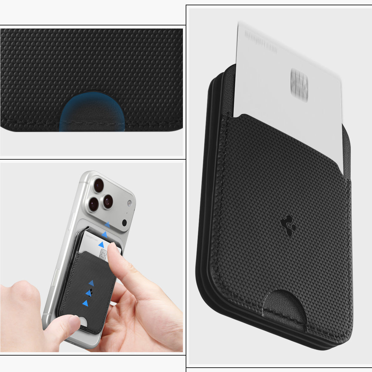 Kartenetui mit Ständer Spigen Slim Fold Mag S314-2 mit MagSafe, Schwarz
