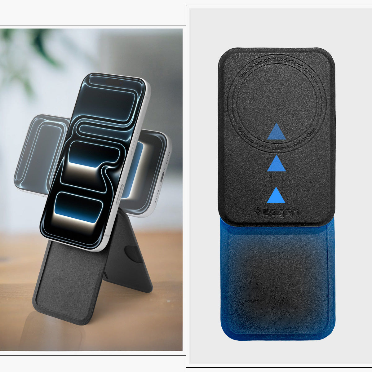Kartenetui mit Ständer Spigen Slim Fold Mag S314-2 mit MagSafe, Schwarz