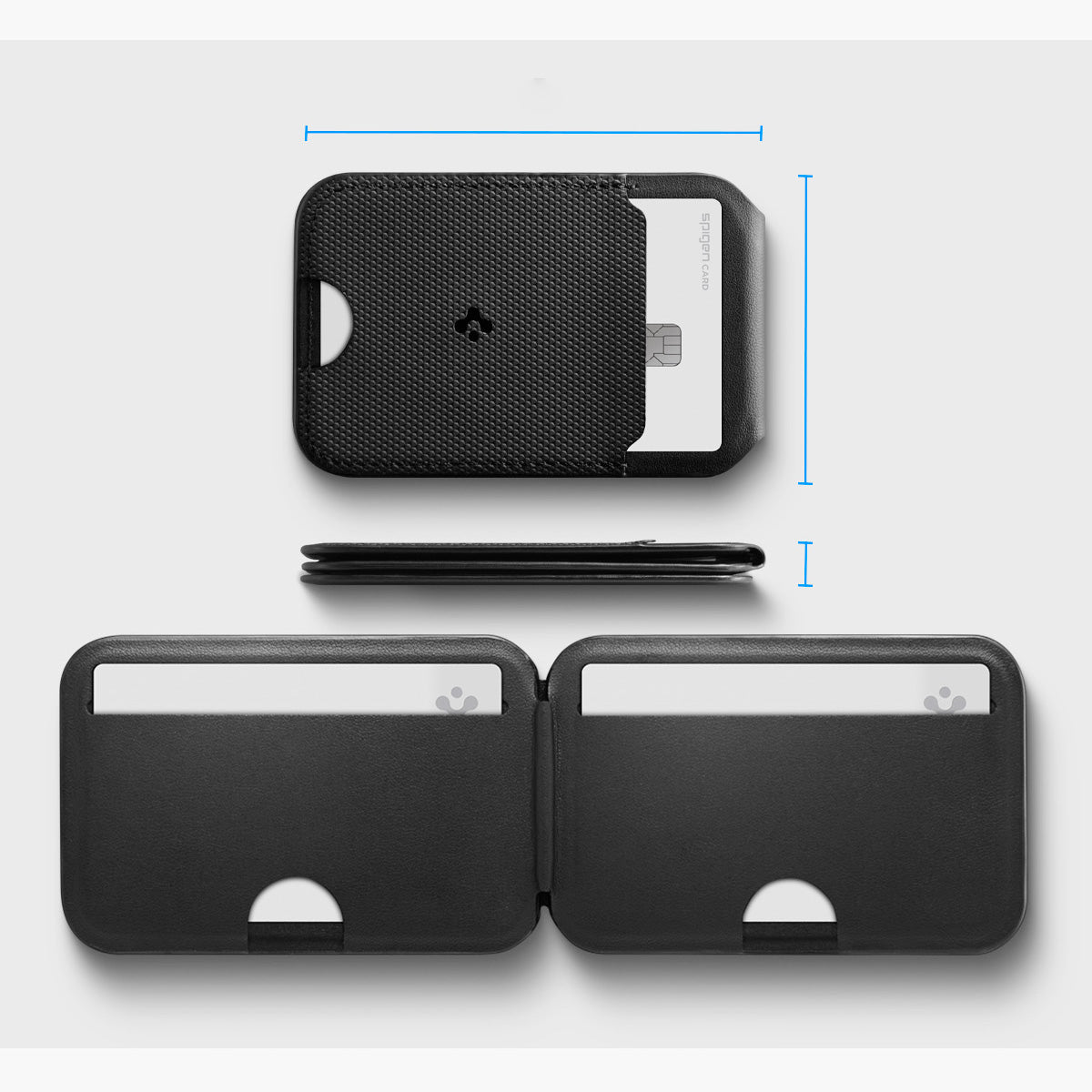 Kartenetui mit Ständer Spigen Slim Fold Mag S314-2 mit MagSafe, Schwarz