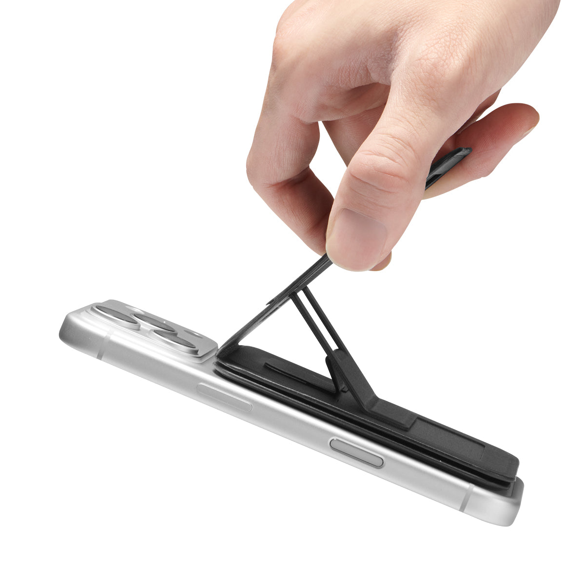 Kartenetui mit Ständer Spigen Slim Fold Mag S314-3 mit MagSafe, Schwarz