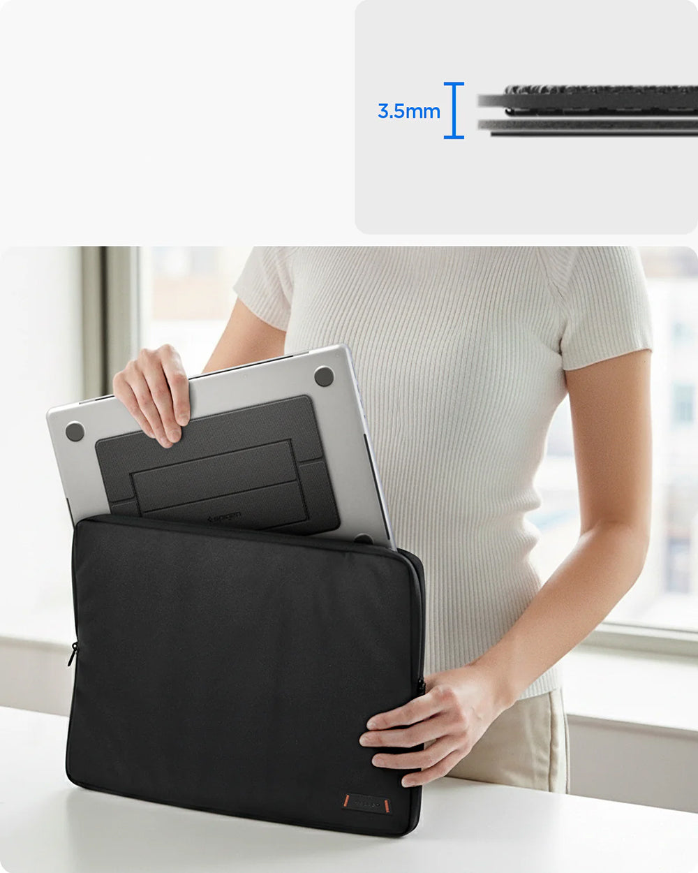 Laptopständer für Laptops bis 16", höhenverstellbar, Spigen Slimfold LD201-S1, Schwarz