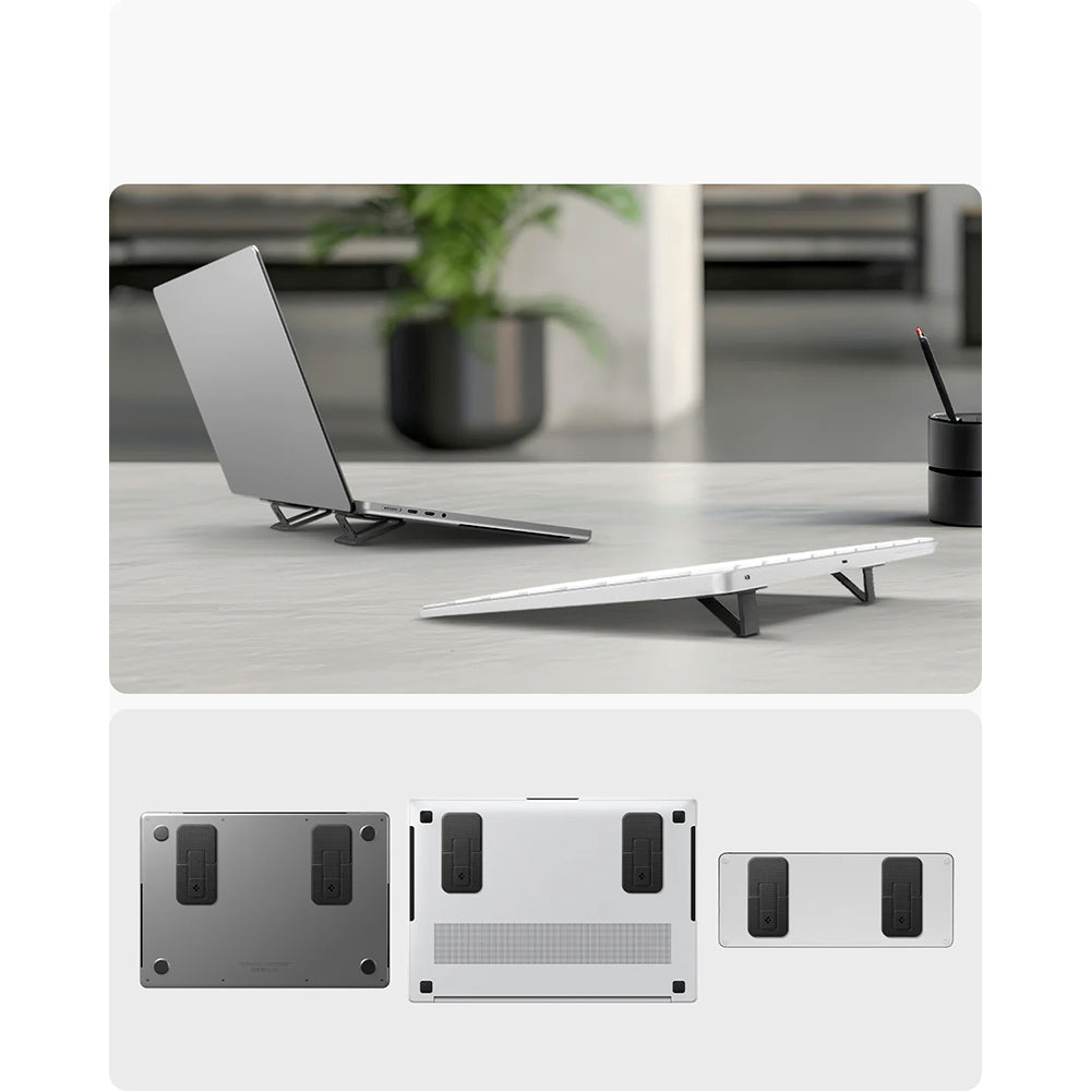 Höhenverstellbarer Ständer für Laptop und Tablet, Spigen Slimfold LD201-S2, Schwarz