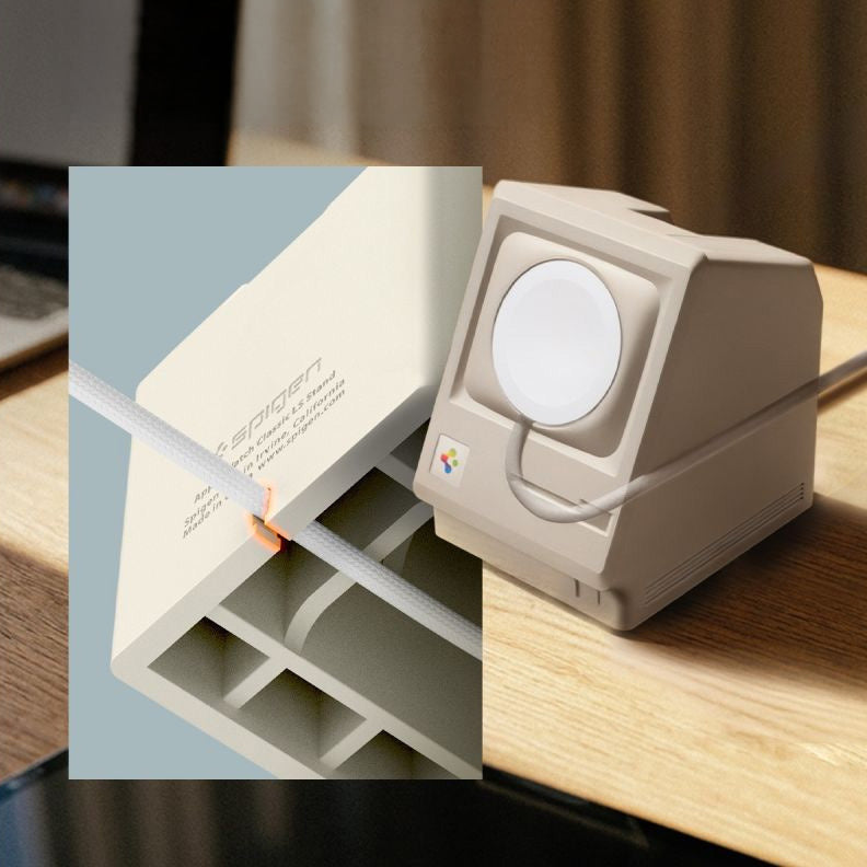 Dockingstation für Apple Watch Ladegerät, Spigen Classic LS Stand, Beige