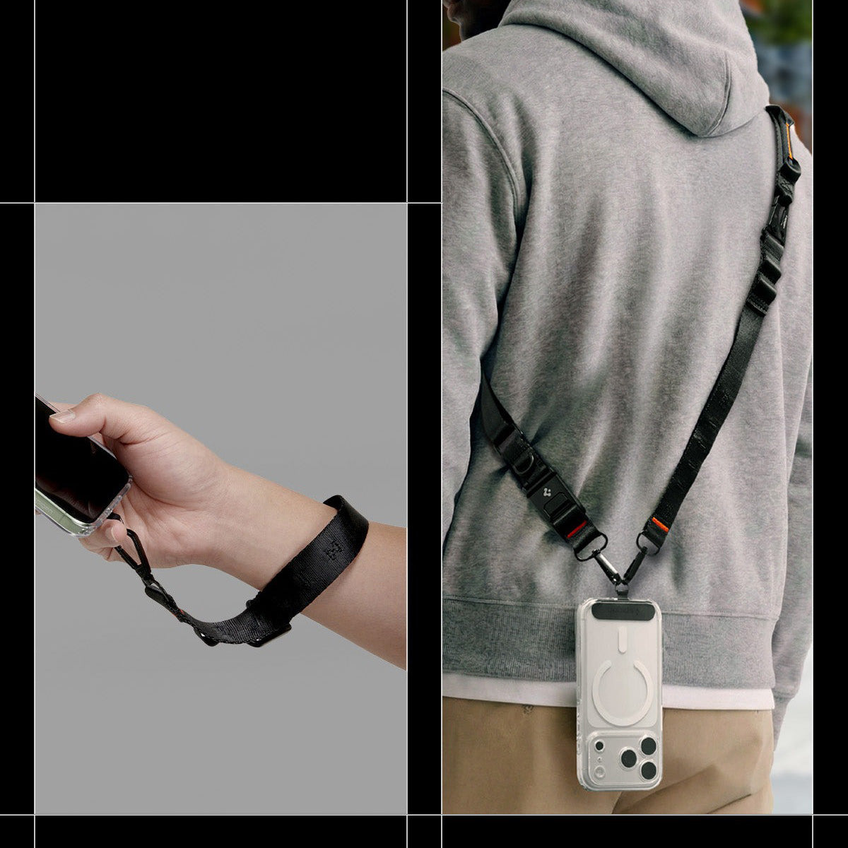 Hals-/Handgelenkband für Smartphone, Spigen Tag Strap DA30M, Schwarz
