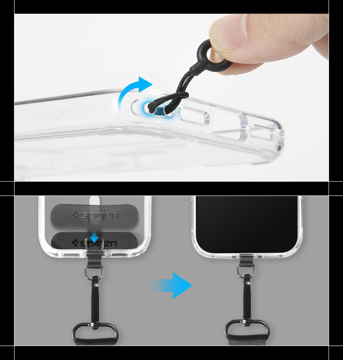 Hals-/Handgelenkband für Smartphone, Spigen Tag Strap DA30M, Schwarz