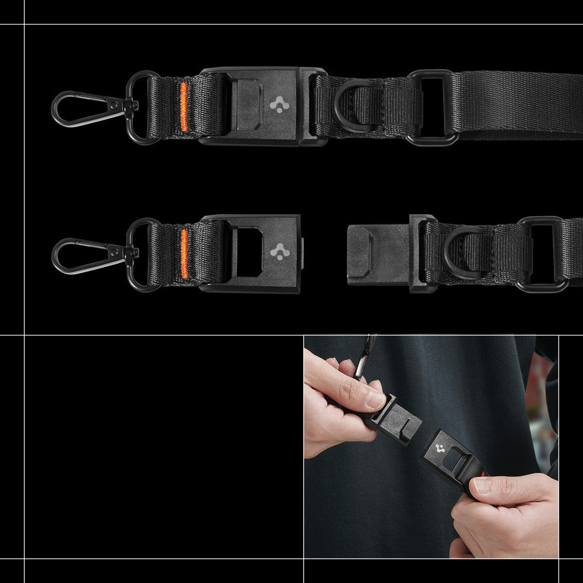 Hals-/Handgelenkband für Smartphone, Spigen Tag Strap DA30M, Schwarz