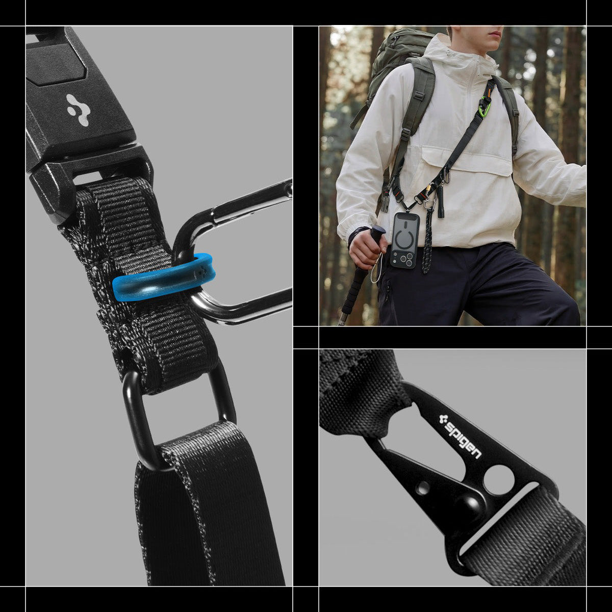 Hals-/Handgelenkband für Smartphone, Spigen Tag Strap DA30M, Schwarz