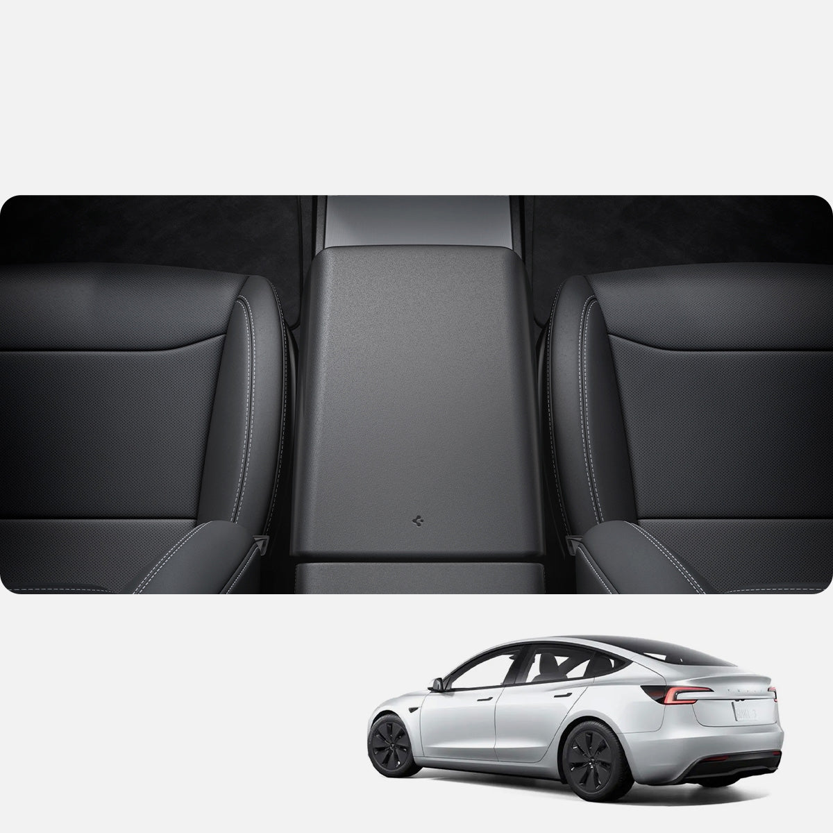 Hülle, Armlehnenpolster für Tesla Model 3 Highland 2024, Spigen Armrest Cover, Schwarz