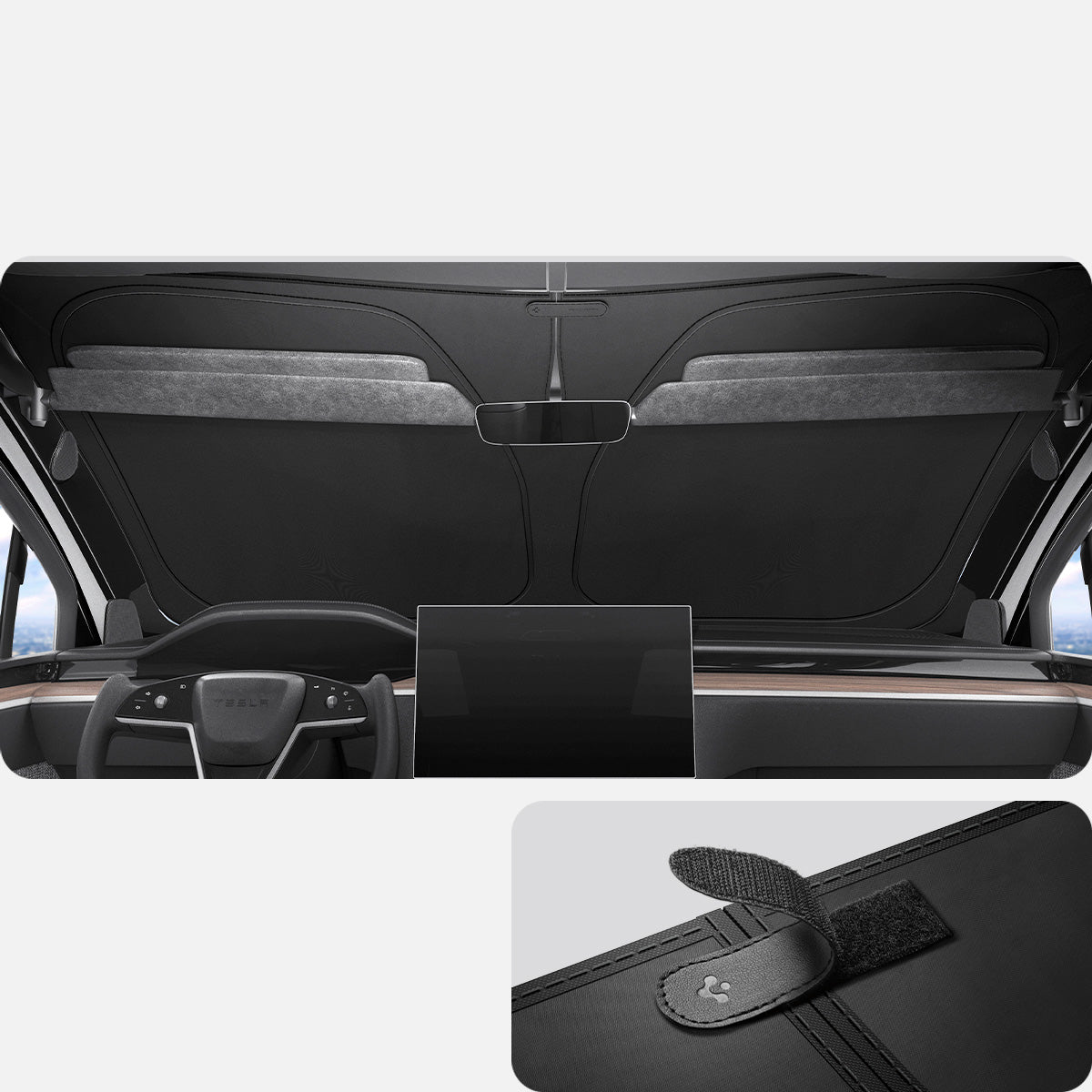 Windschutzscheiben-Sonnenblende für Tesla Model X, Spigen Car Front Windshield Sunshade