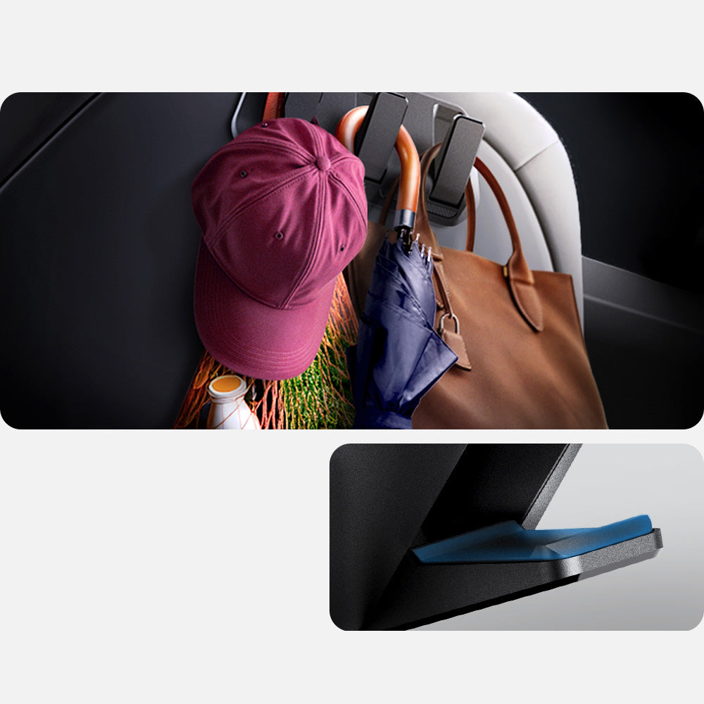 Autositzhaken unter den Kopfstützen für Tesla Model 3 / Y, Spigen Car Seat Hook Holder, Schwarz
