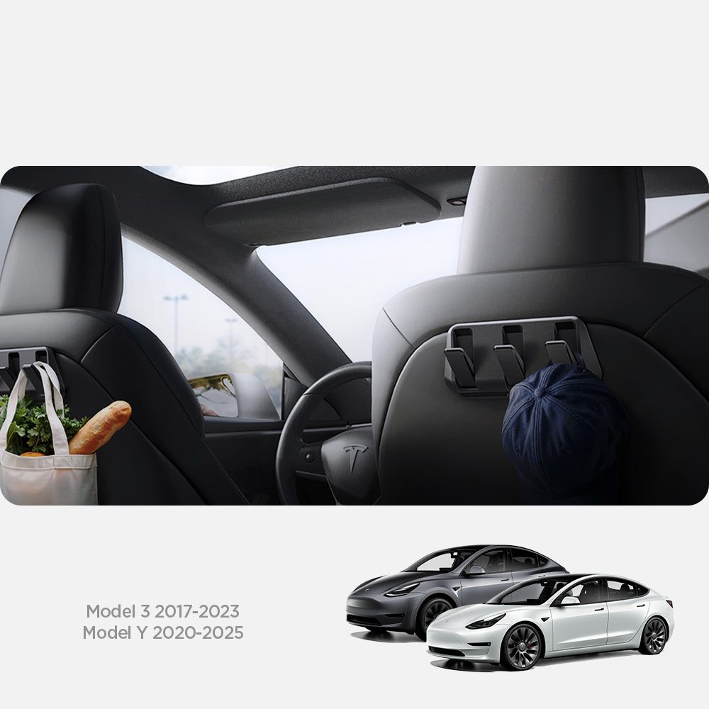 Autositzhaken unter den Kopfstützen für Tesla Model 3 / Y, Spigen Car Seat Hook Holder, Schwarz