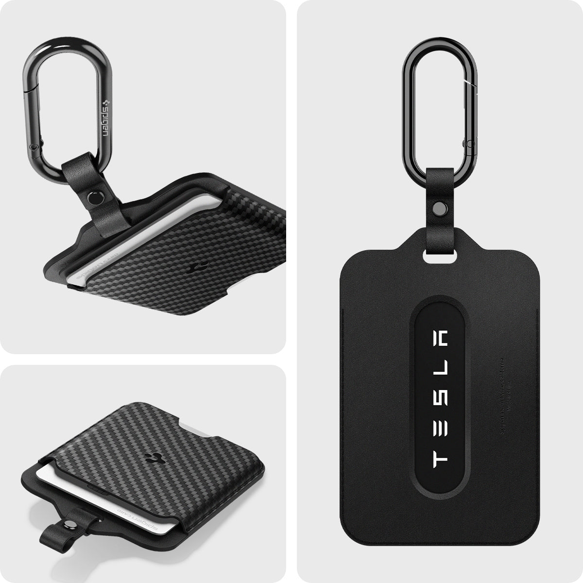 Schlüssel-/Kartenetui für Tesla, Spigen Universal Card Holder Case 2-Pack, Schwarz