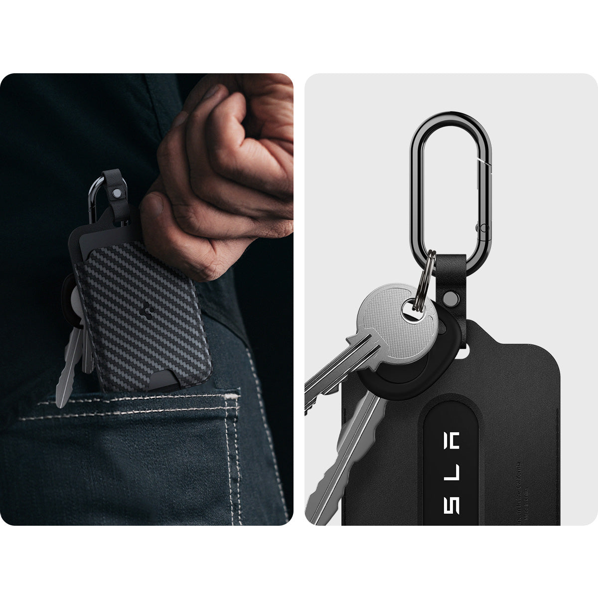 Schlüssel-/Kartenetui für Tesla, Spigen Universal Card Holder Case 2-Pack, Schwarz
